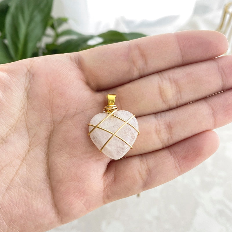 2022 Fashion Opal Heart Necklace Castle Necklace For Woman Girls Rose Quartz Barbie Necklace Jewelry Accessories Gift - Charlie Dolly