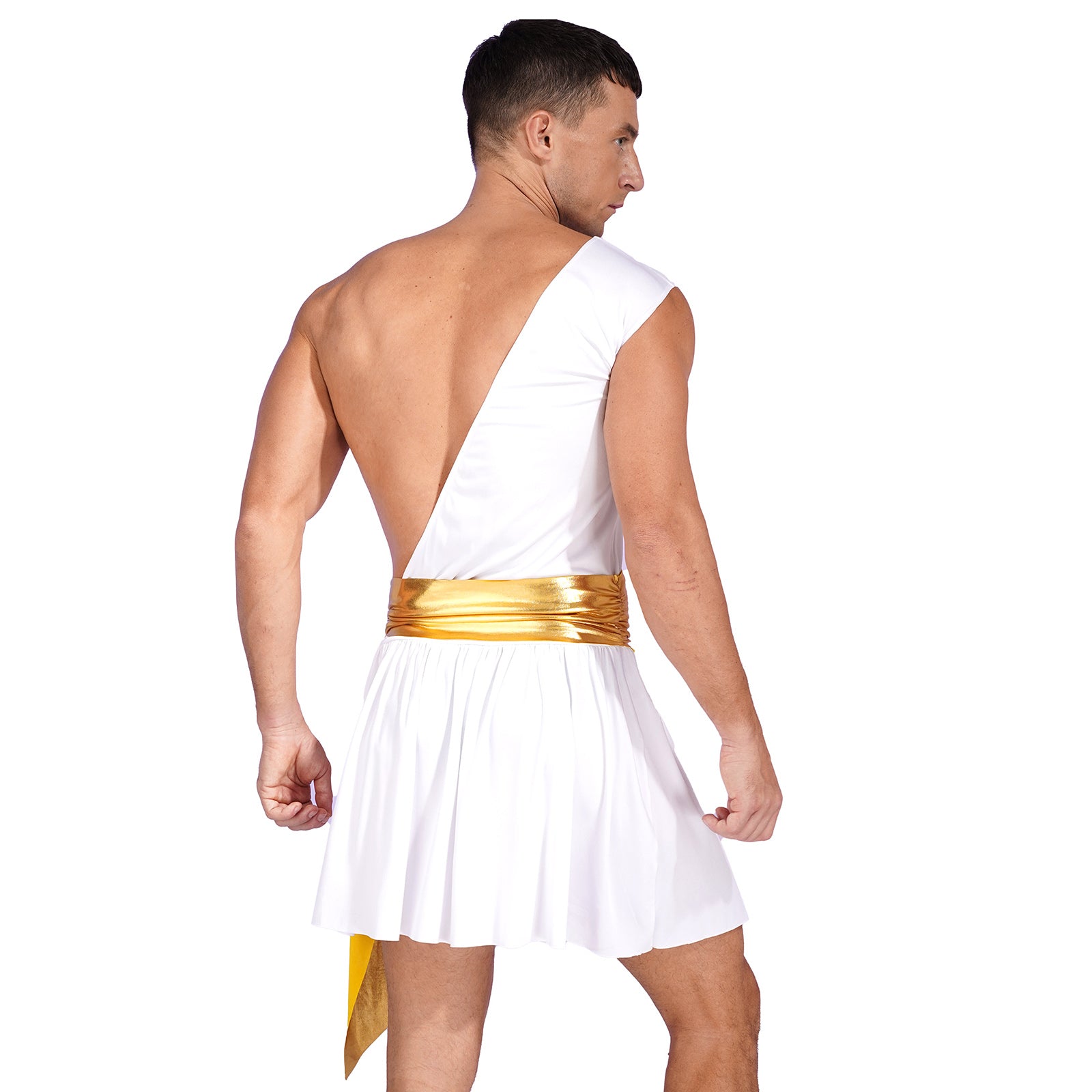 Men's  Ancient Greek God Halloween Party Costume Cosplay One Shoulder Strap Skirts Knight Warrior Theatrical Performance Outfit - Charlie Dolly