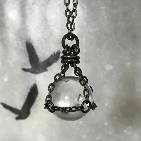 Clear Quartz Crystal Ball Long Necklace Jewelry