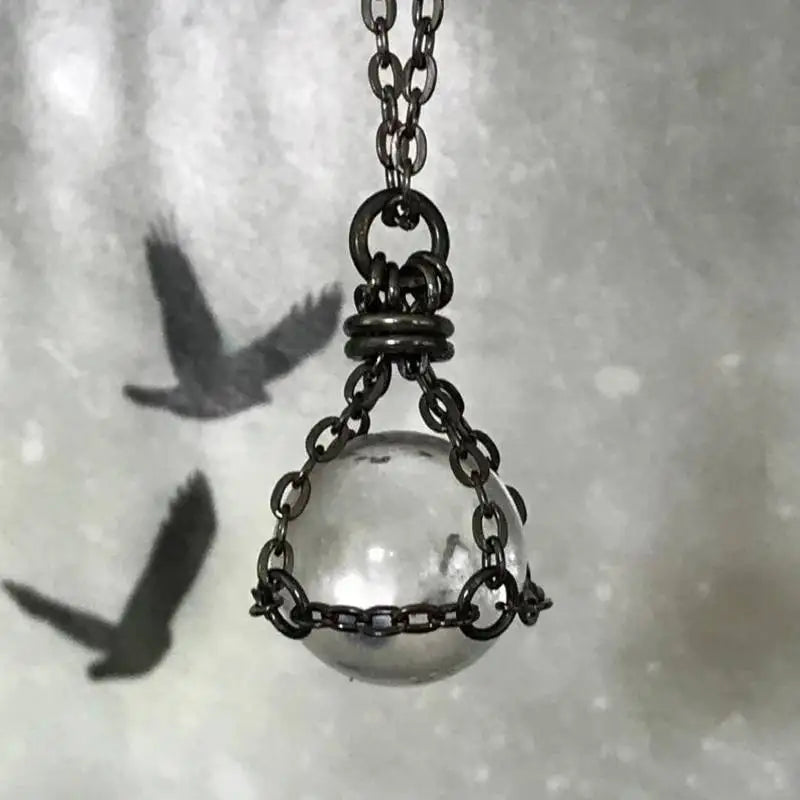 Clear Quartz Crystal Ball Long Necklace Jewelry