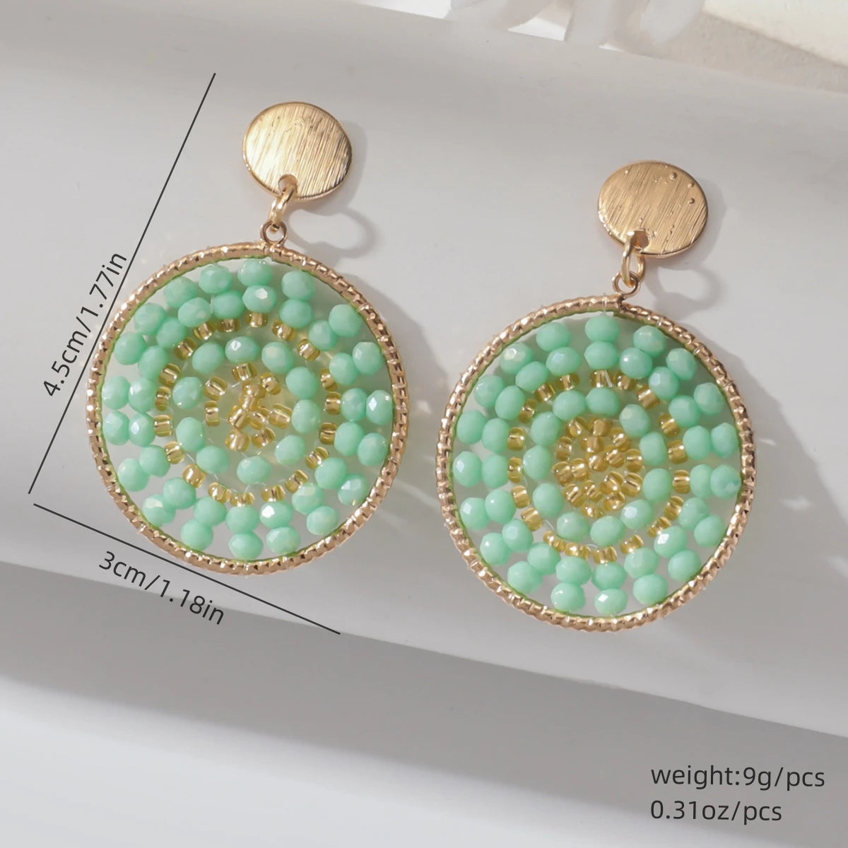 Boho Ethnic Style Seed Beaded Drop Earrings for Women Ladies Creative Personality Metal Dangle Earrings Handmade Jewelry Gifts