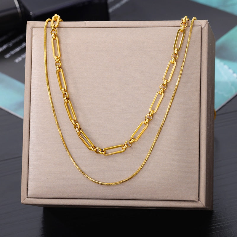 Stainless Steel Geometry Star Moon Butterfly Pendant Multilayer Chain Choker Necklace For Women Wedding Accessories Dropshipping - Charlie Dolly