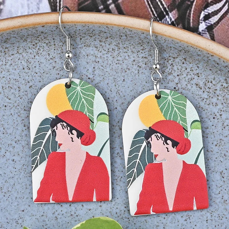Japan Style Fashion Acrylic Tanjiro Earrings Demon Earrings Anime Cosplay Hanafuda Drop Long Earrings for Women Girls Jewelry - Charlie Dolly