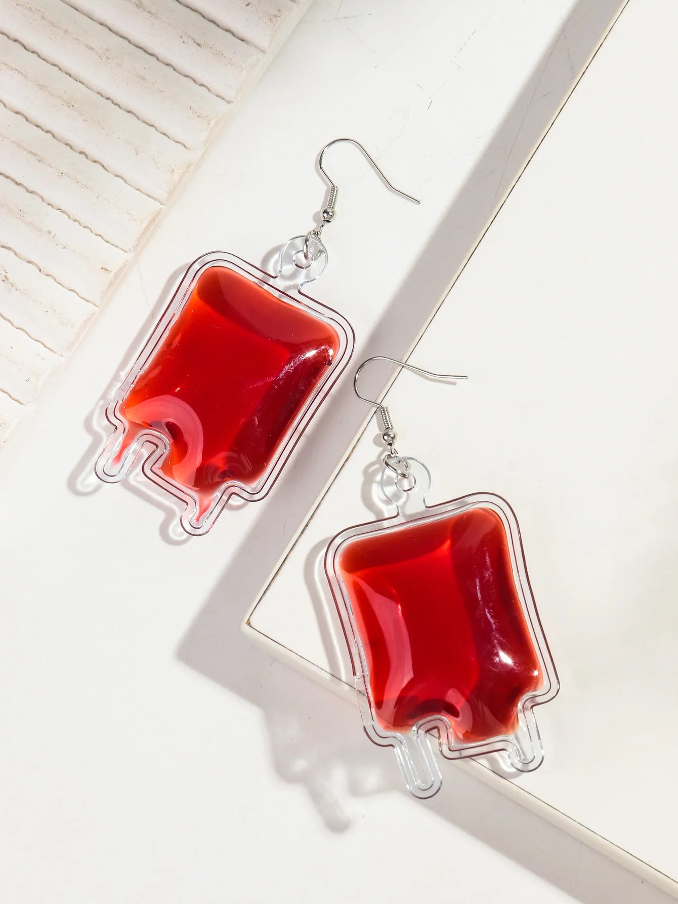 New Halloween Big Plasma Blood Bag Acrylic Drop Earrings for Women Creative Gothic Blood Pack Long Earring Vampire Jewelry Gifts - Charlie Dolly