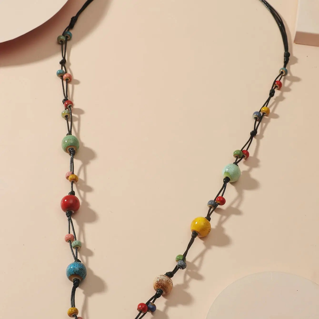 Ceramic Bead Exaggerated Long Necklace Jewelry