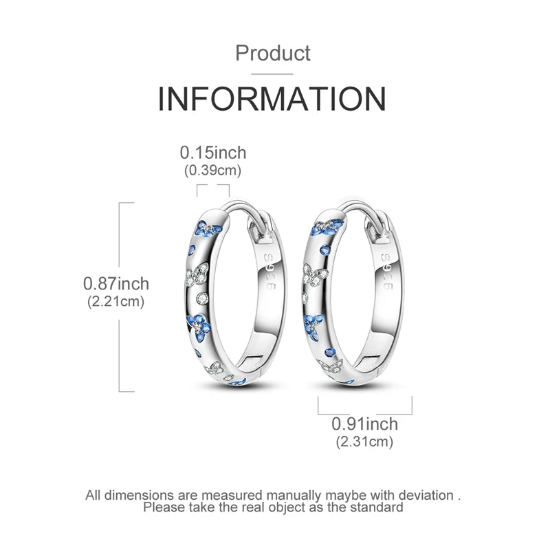 925 Sterling Silver Four Leaf Clover Butterfly Hoop Earrings for Women Boho Luxury Versatile Dangle Drop Party Jewelry