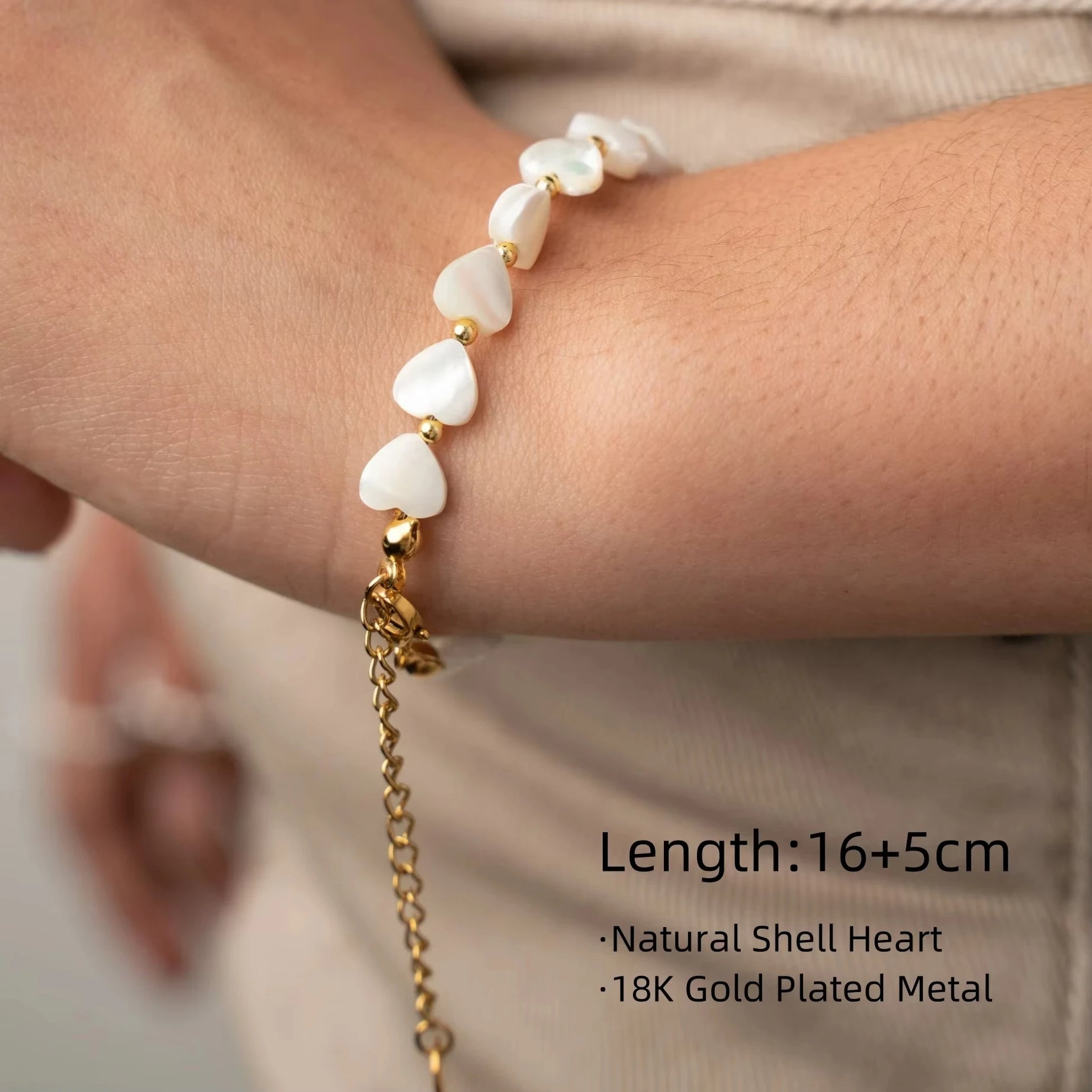 Shell Heart and Mother of Pearl Boho Bracelet