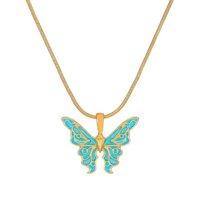 Trendy Barbie Princess Pearl Enamel Butterfly Choker Necklace For Women Holiday Party Gift Fashion Jewelry Accessories N049