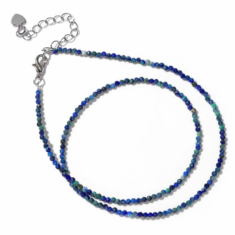 2mm Natural Stone Beads Necklace Handmade Mini lapis lazuli Amethysts Turquoises Beaded Necklaces for Women Boho Jewelry Gift