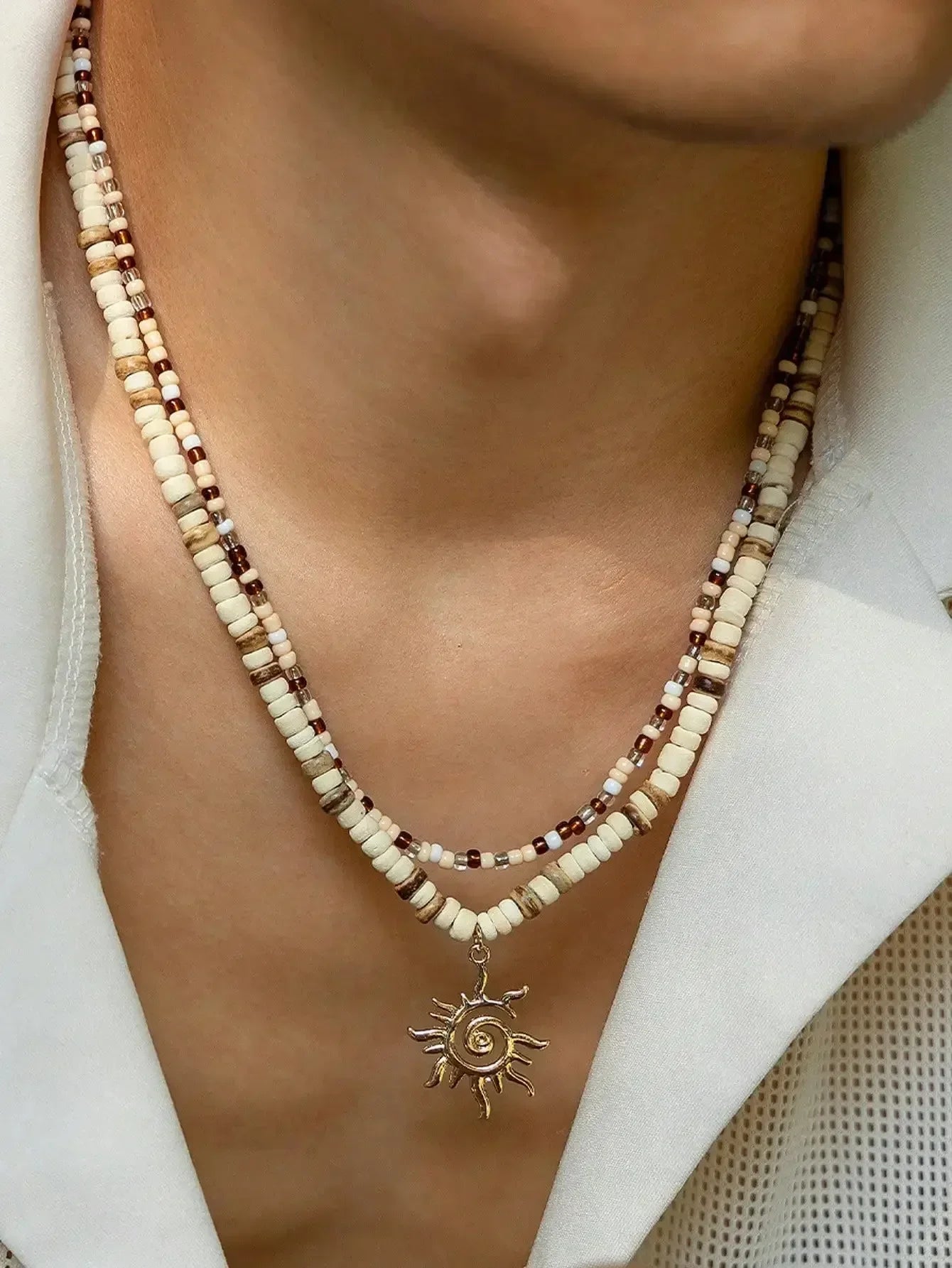 Seed Bead Double Layer Collar Necklace Jewelry