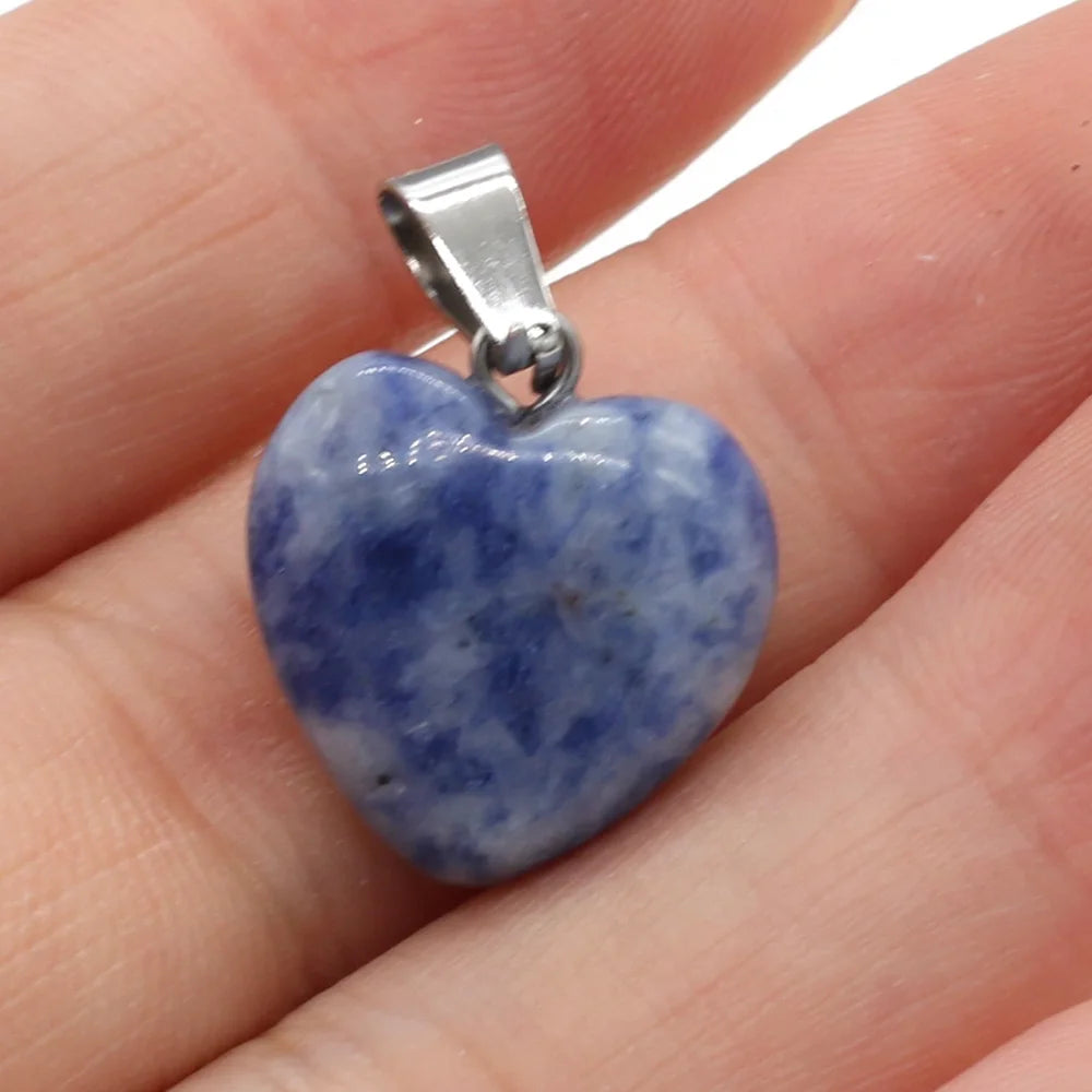 4Pcs Small Pendant Natural Stone Heart-Shaped Lapis lazuli Pendat For Jewelry Making DIY Necklace Earrings Accessory
