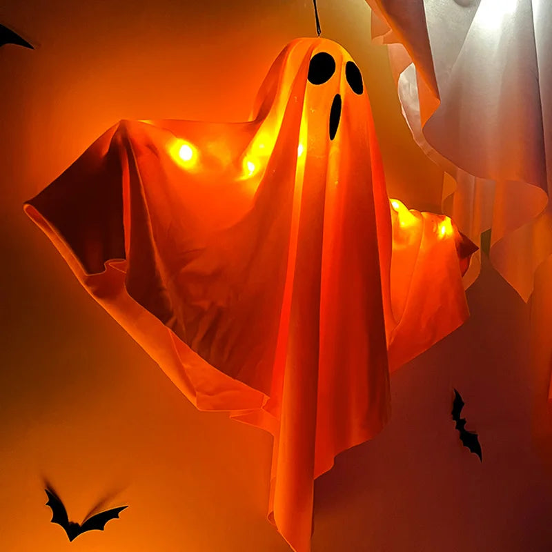 Halloween Party LED Glow Ghost Home Indoor Outdoor Decoration Supplies 2024 Haunted House Bar Hanging Horror Props with Lights - Charlie Dolly
