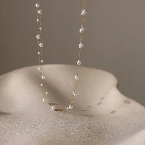 Waterproof Stainless Steel Pearl Chain Boho Choker
