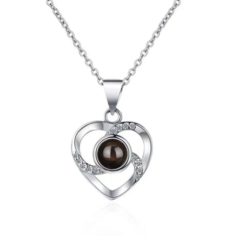 Projection Necklace, I Love You in 100 Languages, Zircon Heart Pendant Gift