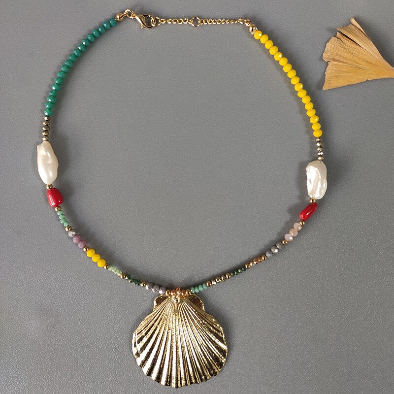 Dongmu Jewellery 2022 Bohemian Style Fashion Original Handmade Beach Shell Lady Necklace Alloy Pendant Exquisite Jewelry - Charlie Dolly