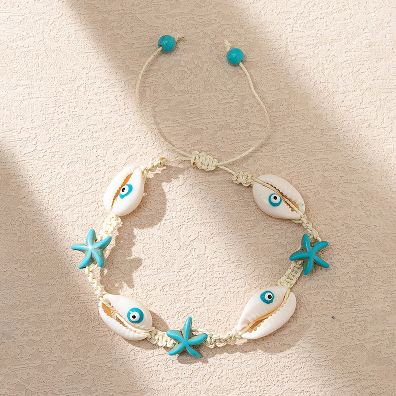 1 قطعة مجوهرات قذيفة المحيط أساور مجدولة الأبيض والأزرق نجمة الأسماك الصليب سوار الصيف مجوهرات الأزياء للنساء هدايا 6 سنتيمتر ضياء.