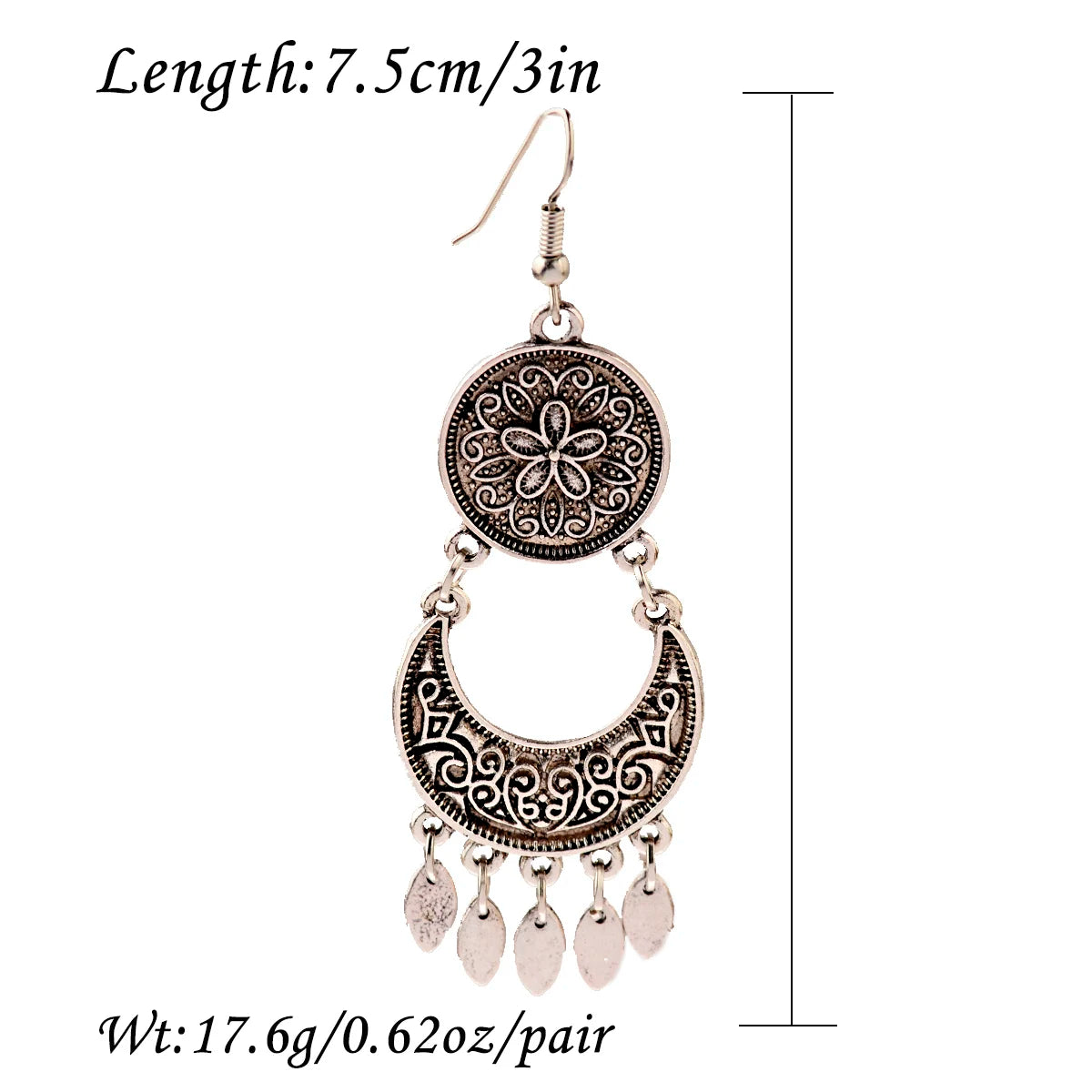 Elegant Ethnic Silver Plated Afghan Earrings Women Orecchini Jewelry Bohemian Boho Ladies Earrings Wedding Jewelry