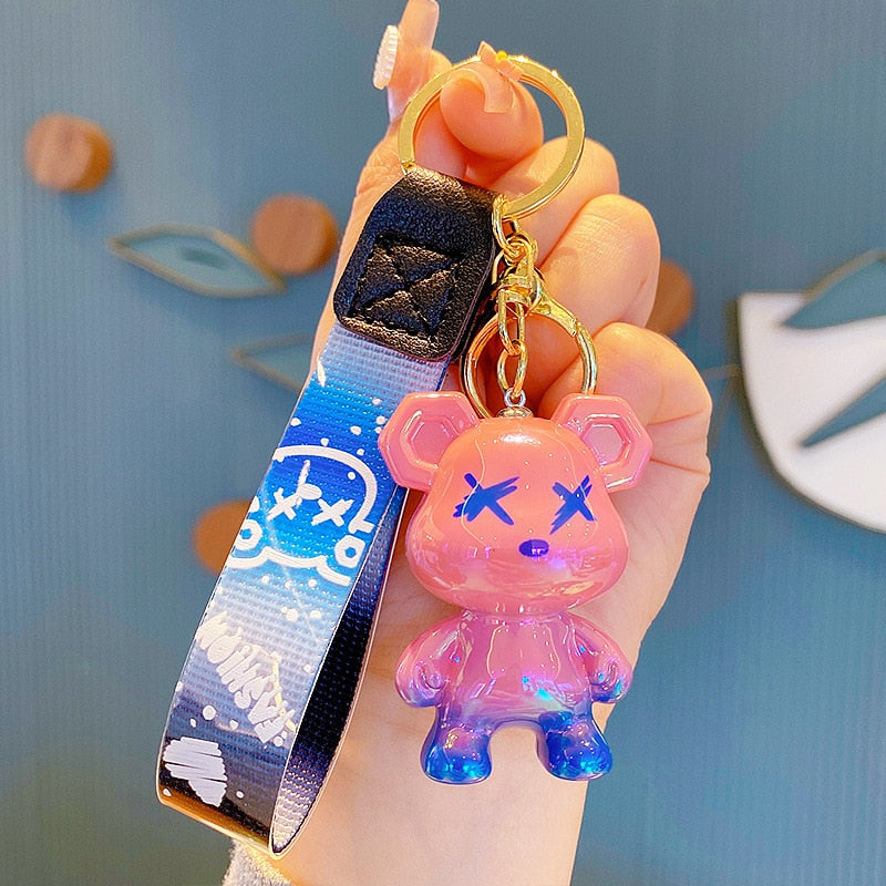 Cute Resin Keychain Charm Tie The Bear Pendant For Women Bag Car KeyRing Mobile Phone Fine Jewelry Accessories Kids Girl Gift - Charlie Dolly