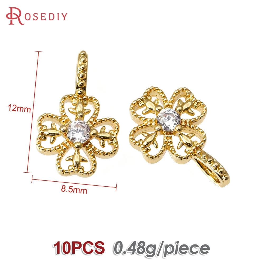18K Gold Color Brass and Zircon Lotus Flower Necklaces Charms Pendants High Quality Diy Jewelry Accessories Making Supplies