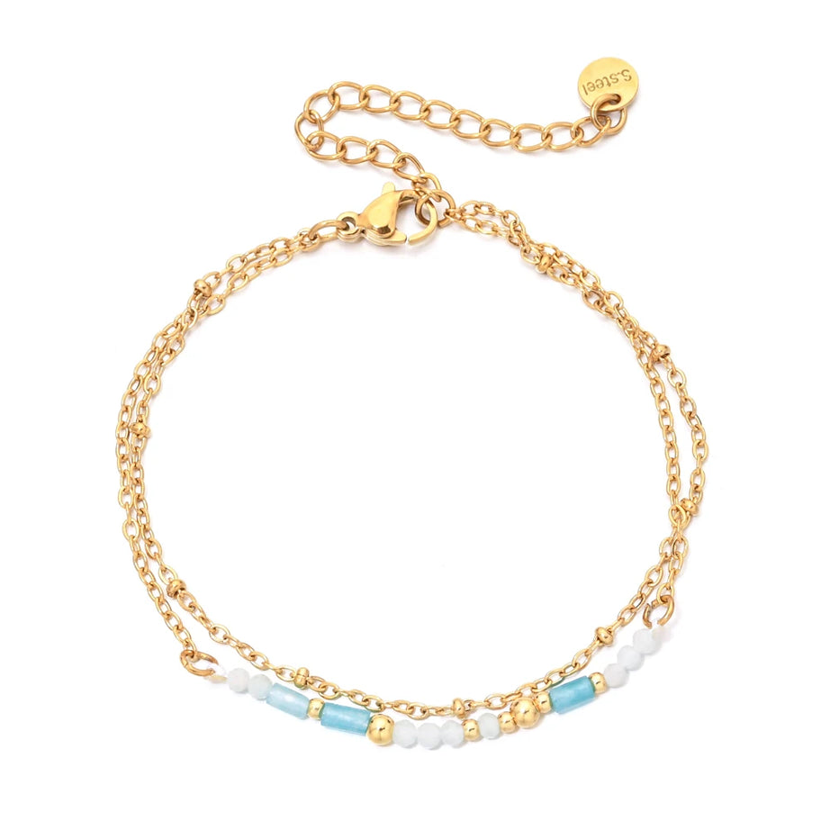 Gold Lapis Lazuli & Turquoise Chain Bracelet