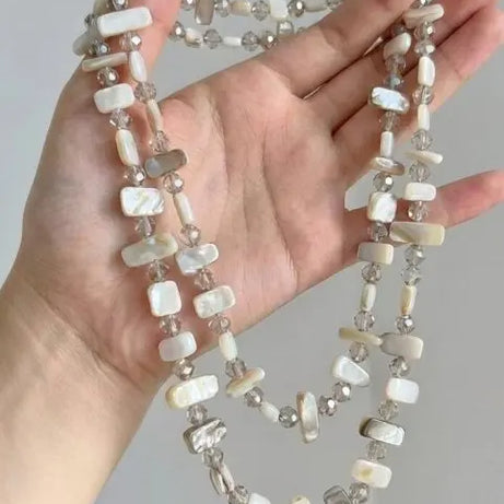 Irregular Stone Crystal Double Layer Necklace Jewelry