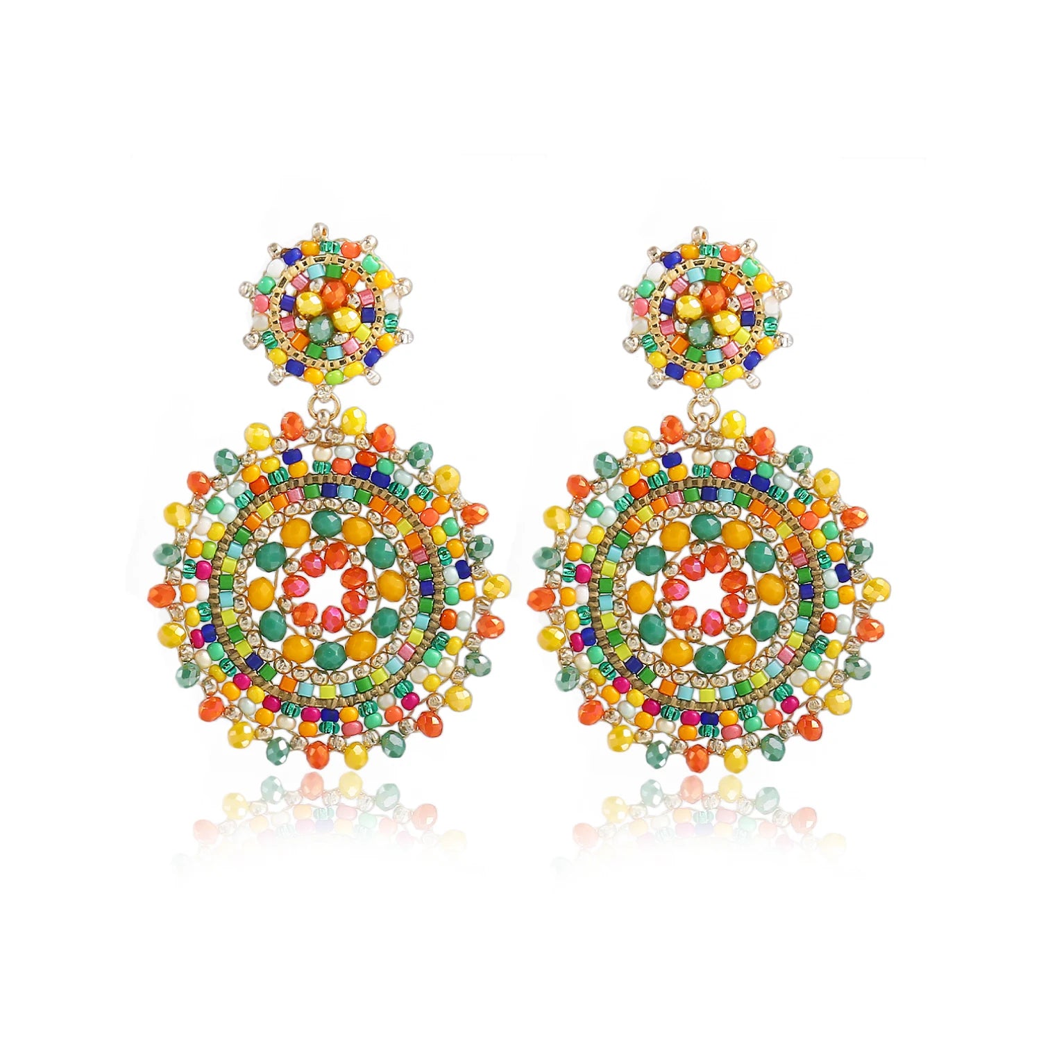 Boho Colorful Seed Beads Earrings for Women Luxury Handmade Crystal Round Woven Dangle Earrings Fashion Jewelry Gifts