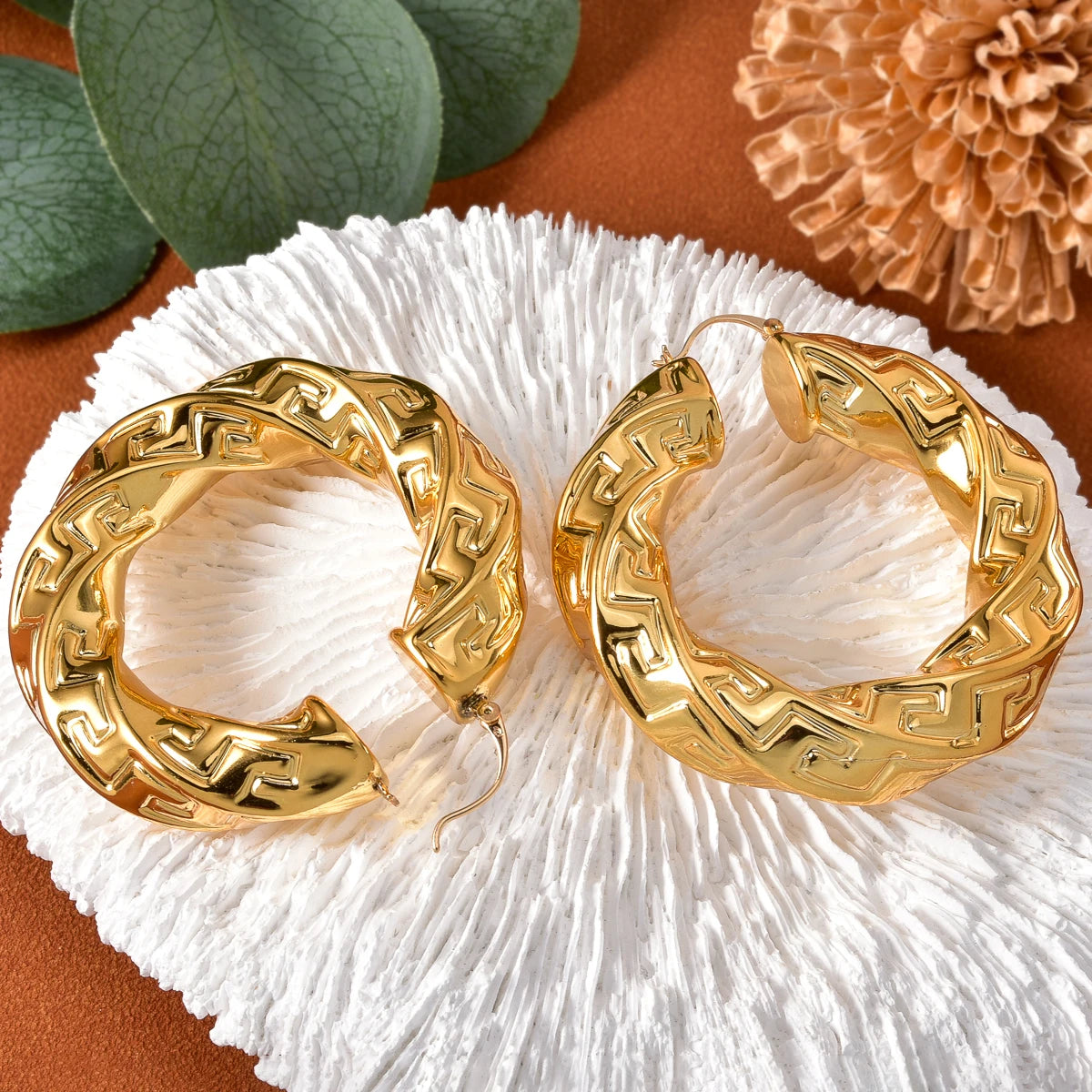 Large Gold Hoop Earrings for Women 18K Gold Plated Circle Boho Statement Jewelry Gift Wedding Anniversary Birthday Party