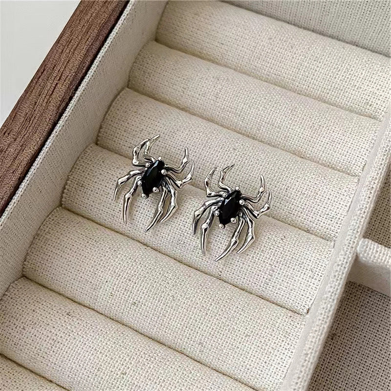 Halloween Gothic Retro Old Spider Zircon Earrings Women Fashion Design Black Zircon Earring Party Jewelry Gifts Wholesale - Charlie Dolly