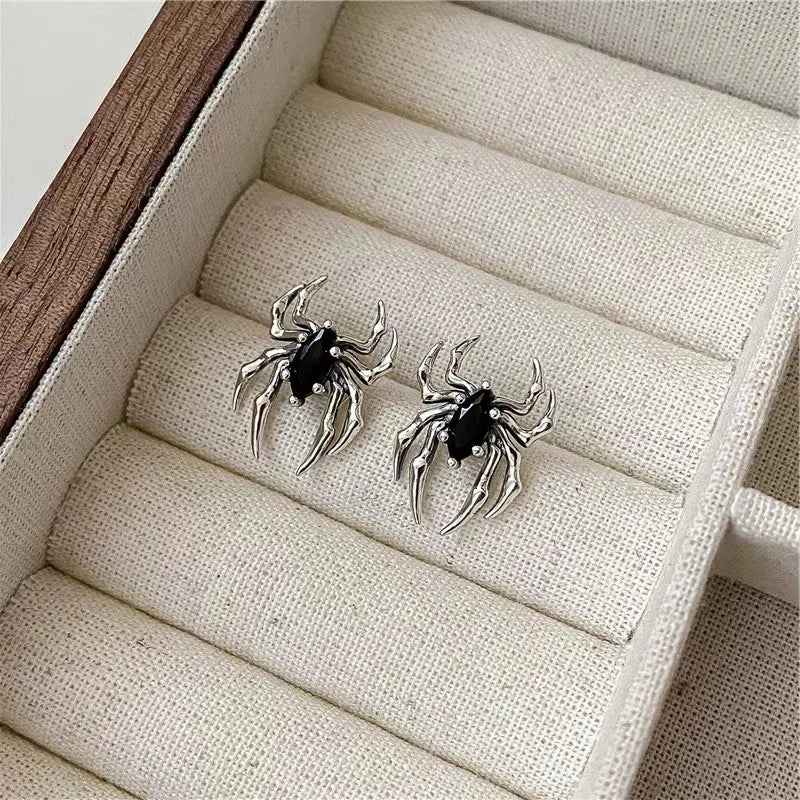 Halloween Gothic Retro Old Spider Zircon Earrings Women Fashion Design Black Zircon Earring Party Jewelry Gifts Wholesale - Charlie Dolly