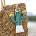 Handmade Weaving Green Plant Cactus Keychain Bohemia Backpack Pendant Key Ring Tassel Cotton Rope Car Hanging Key Holder Jewelry - Charlie Dolly