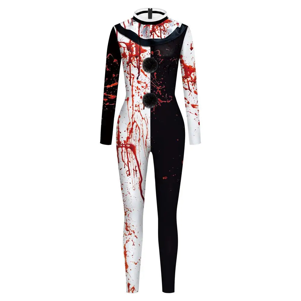 VIP FASHION Blood Clown Costume Adult Kid Halloween Suit Fancy Family Matching Suit Zentai Bodysuit Movie Scary Cosplay Jumpsuit - Charlie Dolly