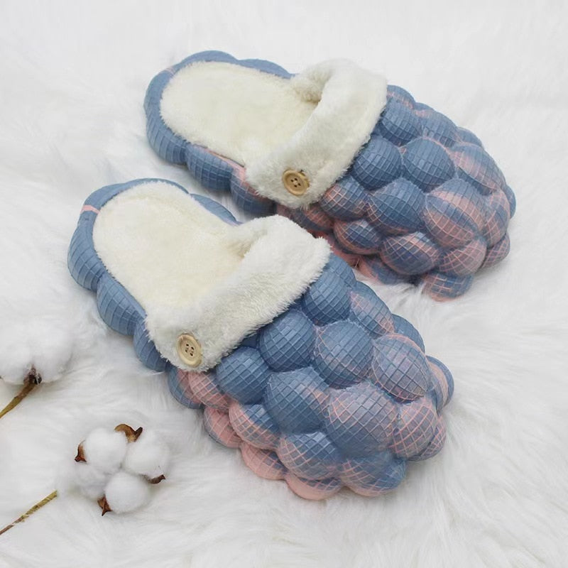 Luxury Women Cotton Bubbles Balls Slippers Bubble Slides Winter Warm Massage Slippers Bubble Shoes Lychee Slippers - Charlie Dolly
