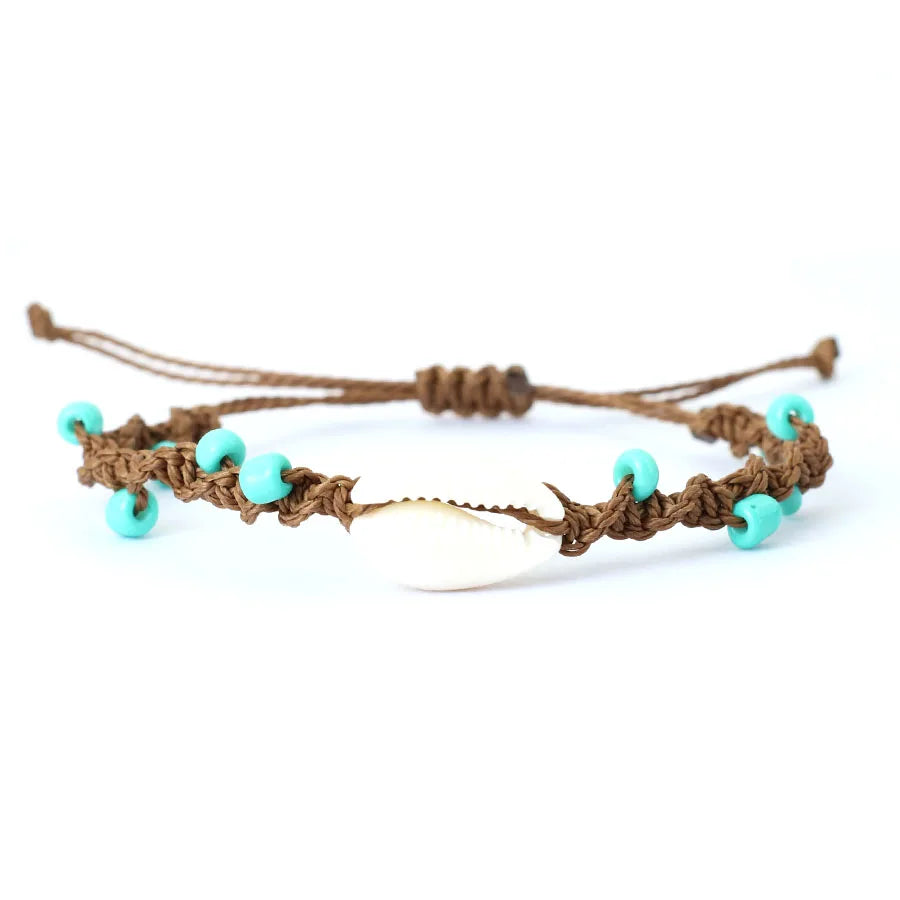 Noter Bohemia Macrame Bracelet Adjustable Unisex Beach Shell Braslet 4mm Blue Howlite Braclet Handmade Surfing Jewelry Pulseria
