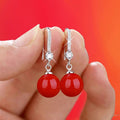 Exquisite Fashion Silver Color Water Imitation Pearls Drop Earrings for Women Shiny Red Green Round Imitation Pearls Earrings - Charlie Dolly