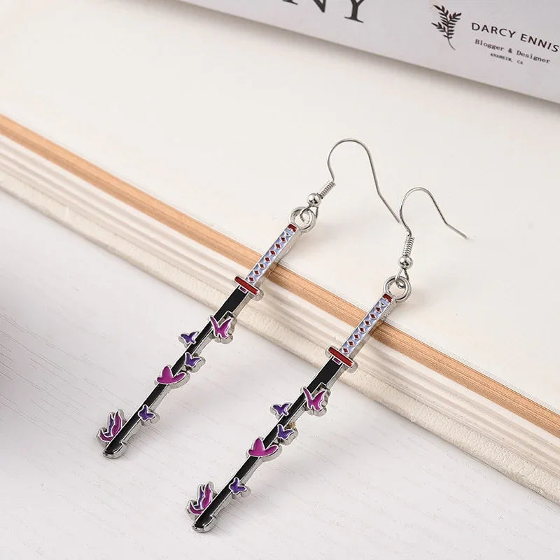 Fashion metal Tanjiro Earrings Demon Slayer Earrings Anime Cosplay Props Drop Long  Earrings for man Women Jewelry Style - Charlie Dolly