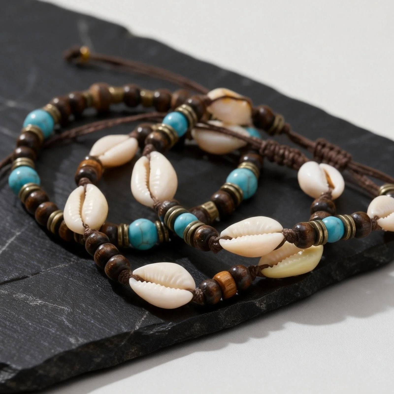 Casual Boho Summer Anklet Set for Men,Cowrie Shell Coconut Wood Beads Anklets,Summer Beach Surfer Jewelry Gift