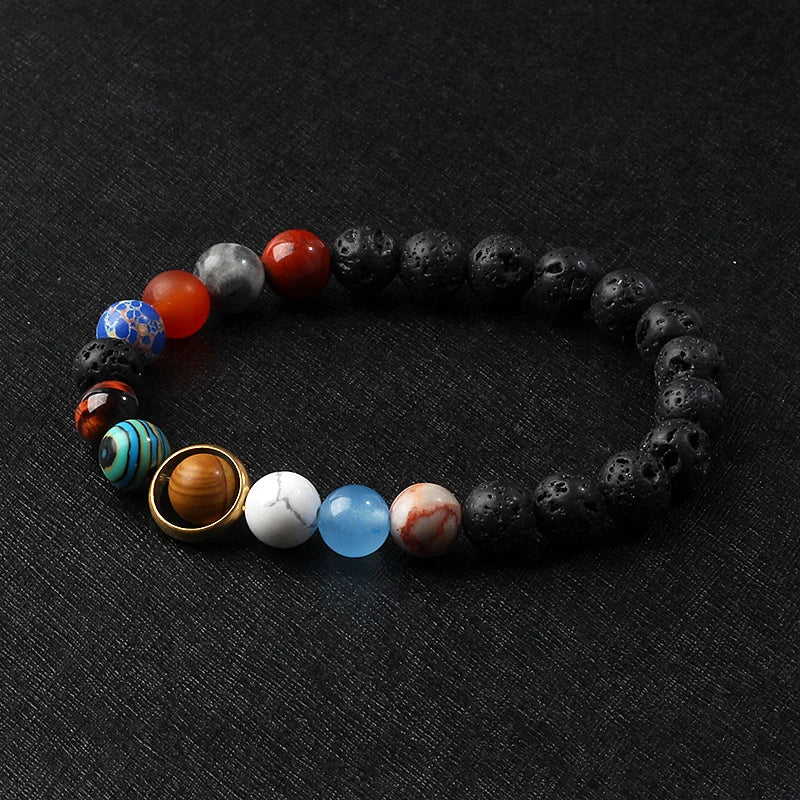 Galaxy Solar System Bracelet Men Universe Nine Planets Natural Stone Stars Earth Moon Bracelets for Women Fashion Couple Jewelry