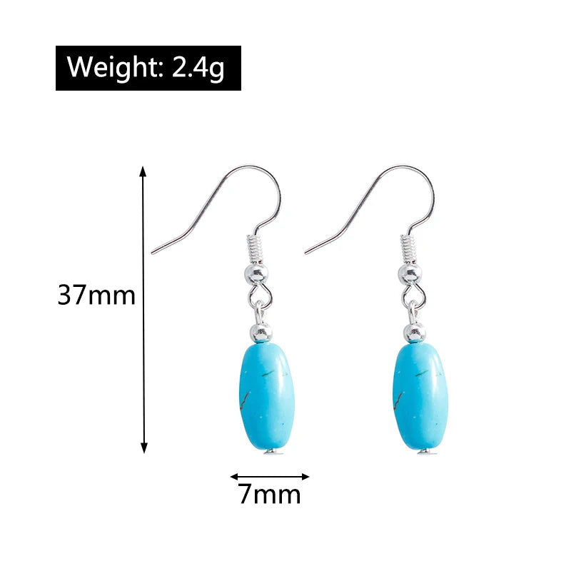 Boho Vintage Turquoise Water Drop Stud Earrings for Women Star Heart Flower Tribe Earring Statement Valentine Day Gift Jewelry