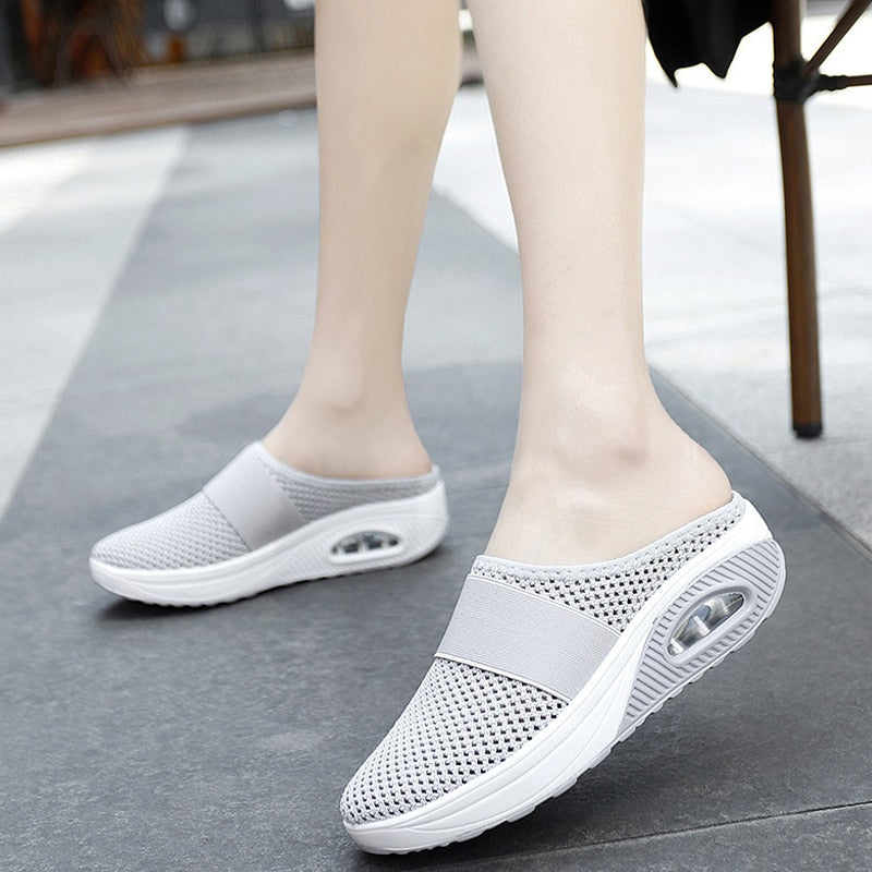 Air Cushion Slip-On Women Walking Shoes Orthopedic Diabetic Ladies Platform Mules Mesh Slippers Wedge Female Sneaker - Charlie Dolly