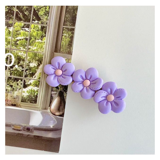 Kawaii Barbie Letter Purple Flower Hairpin Sweet Cartoon Y2K Girls Side Clip Cute All-Match Female Hairpin Clip Headdress Gifts - Charlie Dolly