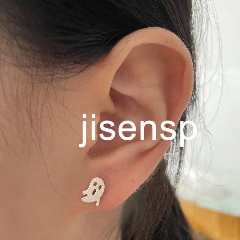 Punk Ghost Pumpkin Earrings for Women Men Stainless Steel Ear Studs Halloween Jewelry Eyes Skull Earrings Thanksgiving Gift - Charlie Dolly