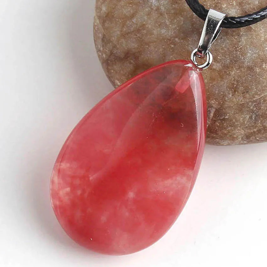 Natural Tiger Eye Stone Teardrop Pendants For Women Necklace DIY Amethyst Rose Quartz Crystal Pendant Boho Jewelry Gift for Her