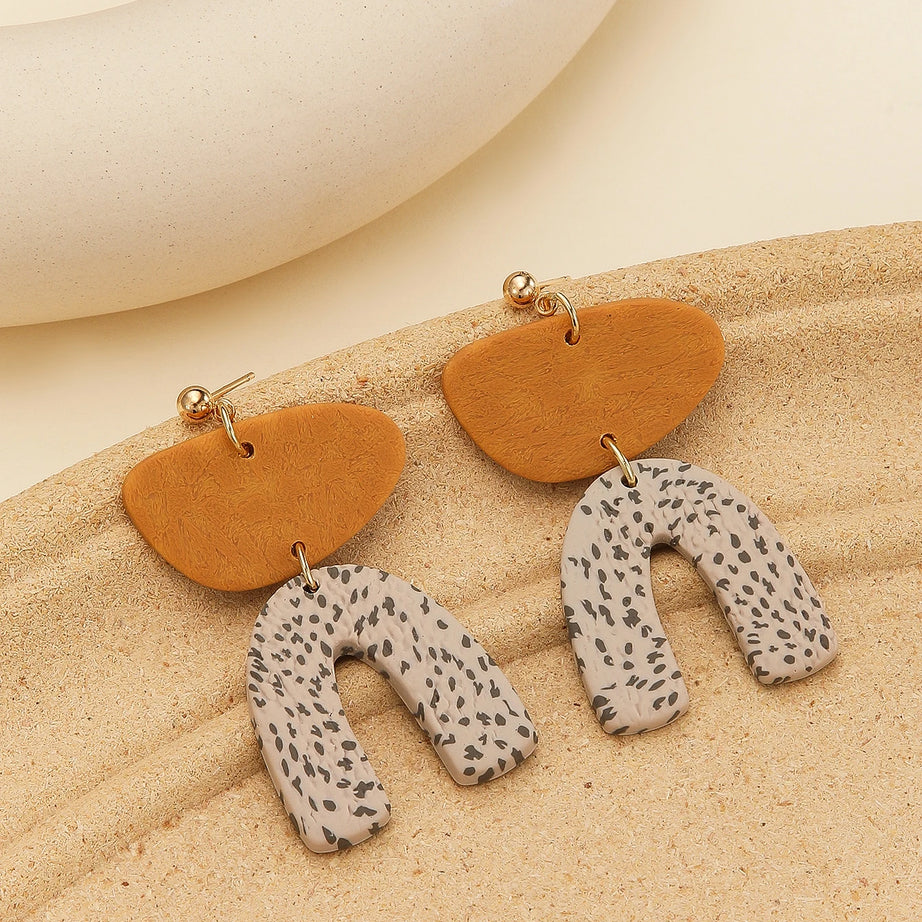 Polymer Clay Confetti Arch Statement Earrings Jewelry