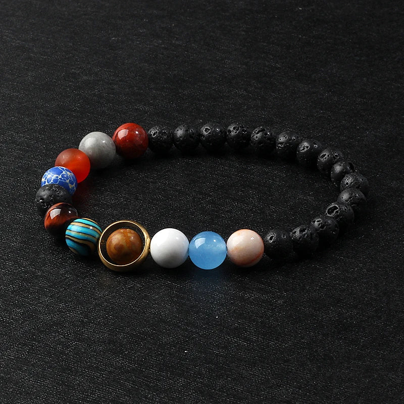 Galaxy Solar System Bracelet Men Universe Nine Planets Natural Stone Stars Earth Moon Bracelets for Women Fashion Couple Jewelry
