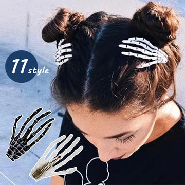 Creative Skeleton Hand Hair Clip for Women Girl Gothic Style Colorful Hairpin Halloween Makeup Party Headwear Hair Accessories