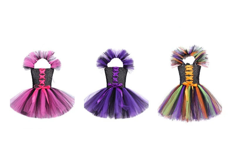 Halloween New Witch Dress Cosplay Costume Dress for Girl Carnival Party Dress Hat Broom Fancy Clothes Suit - Charlie Dolly