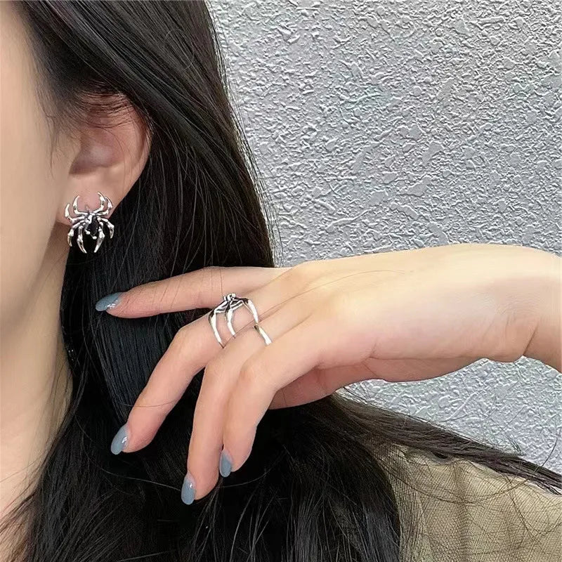 Halloween Gothic Retro Old Spider Zircon Earrings Women Fashion Design Black Zircon Earring Party Jewelry Gifts Wholesale - Charlie Dolly
