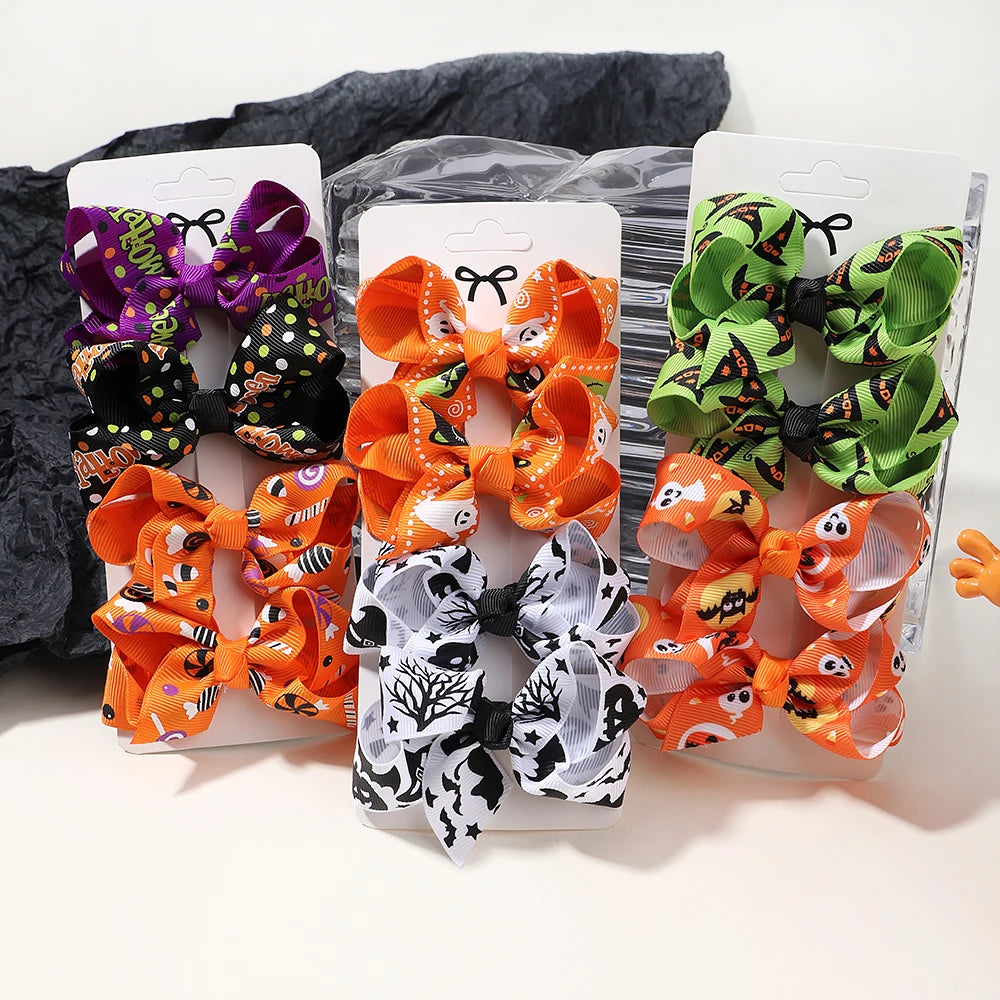 4Pcs/Set Cute Halloween Bow Hair Clip Fashion Kids Girl Hairpin Party Decoration Barrettes Baby Hair Accessories Gift Wholesale - Charlie Dolly