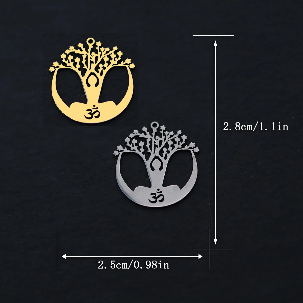 3PCS DIY Amulet Lotus Flower Yogo Buddha Stainless Steel Pendant Charm For Jewelry Making Necklace Religion Crescent diy Supplie