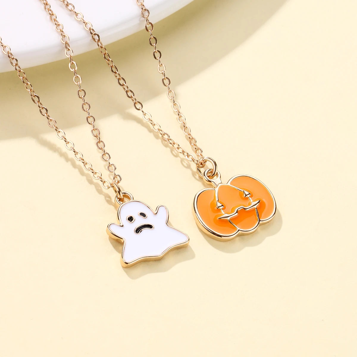 Halloween Children's Necklace Hat Pumpkin Bat Alloy Oil Drop Good Friends Versatile Collar Chain Set First Jewelry - Charlie Dolly